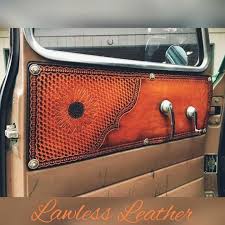 Truck Interior Door Panels In Tooled Leather Truck Interior Leather Tooling Automotive Upholstery