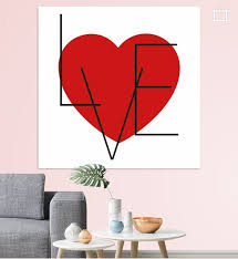 Canvas Met Rood Hart En Zwarte Letters Die Love Vormen Van Mike Maes Op Canvas Behang En Meer Behang Canvas Vormen