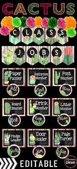 Editable Classroom Jobs Cactus Classroom Decor Classroom