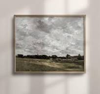 Peinture à l'huile de campagne antique – Paysage rustique ...