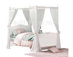Bett mit vorhang bei lionshome. Himmelbett Mit Vorhang 100x200 Rustika Weiss Traum Moebel Com