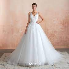 Warum a linie brautkleider sind so hei. Schone Ivory Creme Durchsichtige Brautkleider Hochzeitskleider 2020 A Linie Tiefer V Ausschnitt Armellos Applikationen Spitze Pailletten