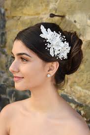 Adria White Ivory Lace Bridal Side Comb
