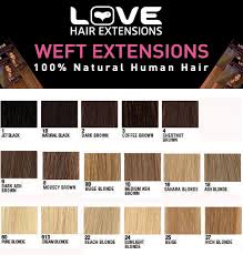 Colour Chart For Love Hair Extensions Human Hair Wefts