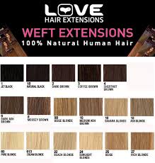 Colour Chart For Love Hair Extensions Human Hair Wefts