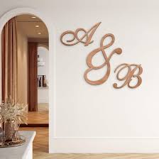 Lettres Decoratives En Bois Acajou Cursive Majuscule Wall Art Fr