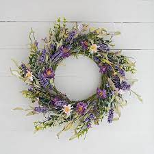 Lavender starts to make its appearance in late spring, foretelling sultry summer days ahead. 55cm Lavender Wreath Lights4fun Co Uk