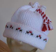 Candy Cane Holly Hat Pattern By Kathy Perry Light Worsted Weight Yarn Hat Pattern Machine Knitting