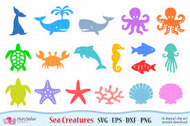 Download Sea Creatures Svg Eps Dxf And Png By Polpo Design Thehungryjpeg Com