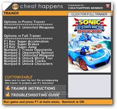 If you win the first five grand prix cups then you will unlock avatar as a character in grand prix mode. Sonic And All Stars Racing Transformed 1 Trainer Download