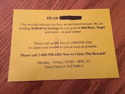 Get the walmart visa carf. Postcard Promises 100 Walmart Target Prize But It S A Way To Steal Your Money Money Matters Cleveland Com