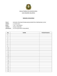 Pk 07 lampiran 2 senarai kehadiran mesyuarat pk 07 lampiran 4 rekod edaran minit mesyuarat pk 07 lampiran 1 contoh notis mesyuarat boleh juga dapatkan di sini. Borang Pk 07 2 Senarai Kehadiran Mesyuarat