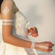 Wasserdicht Hochzeits Tattoos Sticker Hochzeits Flash Tattoos Sticker Weisse Spitze Blumen Weisse Spitze Braut Henna Champagnerfarbene Hochzeitskleider