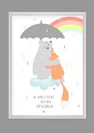 Wenn Es Regnet Such Nach Dem Regenbogen Kinderposter Kinder Zimmer Poster Kinderzimmer