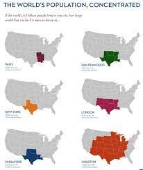 If The World S 6 9 Billion People Lived In One City How Large Would That City Be If It Were As Dense As Paris San Francisco World Population Map Cartography