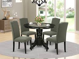 Making henriksdal chair slipcover's part one. Amazon Com 5pc Rounded 42 Inch Dining Table And Four Parson Chair With Black Leg And Linen Fabric Dark Gotham Grey Table Chair Sets