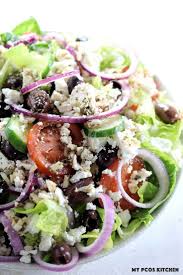 Authentic Greek Salad My Pcos Kitchen A Traditional Greek Salad Dressing Topped Ov Greek Salad Recipe Authentic Traditional Greek Salad Greek Salad Recipes