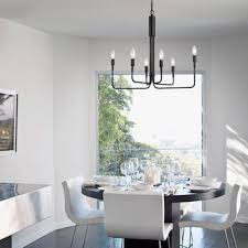 Lnc Echo 6 Light Black Modern Contemporary Chandelier Lowes Com Dining Room Chandelier Modern Farmhouse Dining Room Lighting Black Chandelier Dining Room