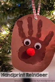 Simple Handprint Reindeer Paper Ornament Christmas Keepsake Paper Christmas Ornaments Christmas Keepsakes Tree Drawing Simple