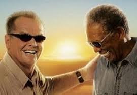 Ironically I awake to the last scene (THE BUCKET LIST) Carter Chambers and  Edward Cole Witnessing something majestic; Helping a stranger;Driving a  Shelby Mustang; Flying over the North Pole; Eating dinner at