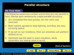 C is the best answer. Second Semester Parallel Structure Personal Narrative Essay Ppt Video Online Download