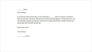 Saying goodbye to coworkers should be short leaving the company is awkward at times. Free 6 Sample Farewell Letters To Colleagues In Ms Word Pdf