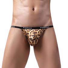 Mini cueca tanga masculina leopardo cordão G bunda aberta bunda bojo costas  em T 