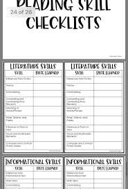 4th 5th Reading Skills Checklist Reading Skills Checklist Reading Skills 7th Grade Reading