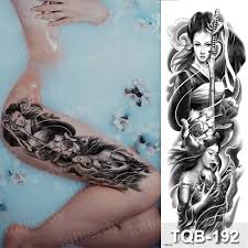 Japanese tattoos amaze and fascinate with their deep meaning, color and volume. Large Temporary Waterproof Tattoo Women Legs Thigh Arm Sleeve Japanese Tattoo Big Body Stickers Bikini Girl Tatoo Fake Sheet Big Temporary Tattoos Aliexpress