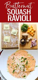 Butternut Squash Ravioli Red Pepper Cream Sauce The Girl On Bloor Butternut Squash Ravioli Homemade Ravioli Butternut Squash Ravioli Sauce
