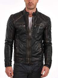 Handmade Men S Black Distressed Leather Biker Jacket Leather Jacket Leather Jacket Men Distressed Leather Jacket