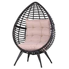 Outsunny Fauteuil Cocon Oeuf Sur Pied Design Dim 101l X 89l X 156h Cm Coussin Beige Dehoussable Grand Confort Inclus Metal R In 2020 Chair Hanging Chair Saucer Chairs