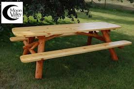 Moon Valley Cedar 7ft Log Picnic Table Oval Picnic Table Kit Picnic Table Log Furniture