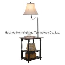Franklin iron works industrial floor lamps set of 2 with tray table dark rust iron twist base wood linen shades living room house. Jlf 23199 Home Living Room Wooden Shelf Floor Standing Lamp With End Table China Shelf Floor Lamp Floor Standing Lamp Made In China Com