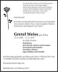 Wo ist denn mein mantel? Traueranzeigen Von In Dem Du Einst So Froh Du Siehst Den Garten Nicht Mehr Grunen Www Trauerundgedenken De