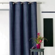 Lotus de minuit (cp), rideau blanc bleu, rideau de cuisine symbolisant le renouveau, les fleurs de lotus blanc éthérées esquissées en bleu dérivent doucement sur un sol blanc. Rideau Occultant Isolant 140 X H260 Cm Alaska Bleu Marine Rideau Voilage Store Eminza