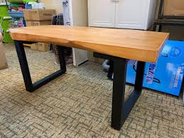 Cross legs coffee table sarreid ltd. Solid Wood Coffee Table Black Metal Legs Furniture Tables Chairs On Carousell