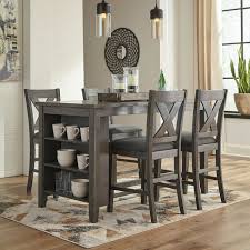 Counter height rustic farmhouse table with benches, high top table with tall seating white wash with gray tones, dining set or kitchen table. Caitbrook Counter Height Dining Room Set By Signature Design By Ashley Furniturepick