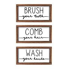 Us:afop / alliance fiber optic products, inc. Buy Libwys Bathroom Sign Plaque Set Of 3 Wash Your Hands Brush Your Teeth Comb Your Hair Decorative Rustic Wood Farmhouse Bathroom Wall Decor White Online In Turkey B08rs81cbg