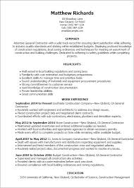 1 General Contractor Resume Templates Try Them Now Myperfectresume
