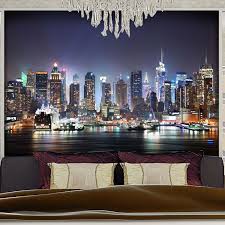 Custom Photo 3d Stereoscopic City Lights Mural Wallpaper Bedroom Living Room Tv Background Wallpaper Mural Aff New York Night New York Canvas New York Skyline