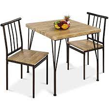This set will add a modern feel to your dining room. Buy Best Choice Products 3 Piece Dining Set Modern Dining Table Set Metal And Wood Square Dining Table For Kitchen Dining Room Dinette Breakfast Nook W 2 Chairs Brown Online In Indonesia B08vcvcfhm