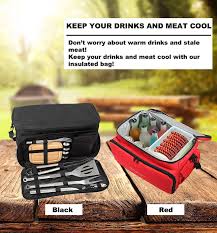 Bbq Grill Zubehor Set Mit Isolierter Kuhltasche 20 Teile Edelstahl Camping Grill Tools Fur Outdoor Touren Tai Vatertag Geschenke Fur Manner Geschenk Vatertag
