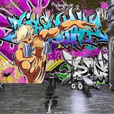 Novelty Graffiti Hand Painting Wallpaper For Gym Room Street 3d Printed Photo Wallpapers Mural Home Wall Decor Murals Customize Y Tưởng Tượng Hoa