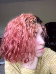 Pink Peach Curly Hair Curly Hair Styles Salmon Hair Peach Hair