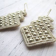 polygon pierce macrame earrings tutorial macrame jewelry bead jewellery