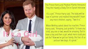 Lilibet was born at 11:40am local time, weighed 7 lbs 11oz and is now settling in at home. The Prince Harry And Meghan Markle Announce They Are Having A Baby Girl In Oprah Interview Youtube