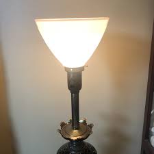Antique ivory floor lamp with faux silk shade 1960s Glass Torchiere Table Lamp On Marble Base Chairish