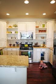 Half Open Shelving Half Cabinets To Display The Beautiful And Hide The Mess Antique White Cabinets Kitchen Remodel Home