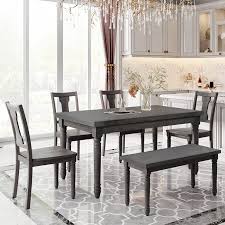 You will love the designs. Walmart For Trexm Classic Dining Set Wooden Table And 4 Chairs With Bench For Kitchen Dining Room Space Saving Furniture Gray Set Of 6 Accuweather Shop